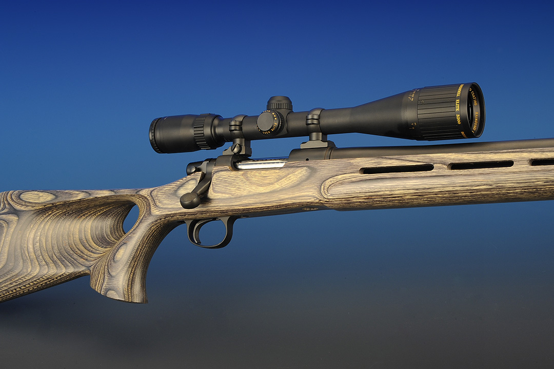 From any angle, this is one impressive rifle right out of the box, complete with a full, laminated, thumbhole stock, rollover cheekpiece and being a single shot, it has no magazine or cutout adding to its stability and potential accuracy.
